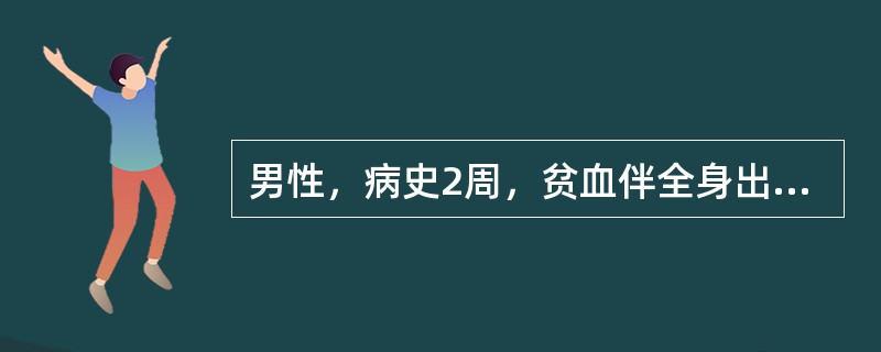男性，病史2周，贫血伴全身出血点，浅表淋巴结不肿大，胸骨压痛（＋），肝轻度肿大，外周血WBC 25×109/L，可见幼稚细胞，PLT 50×109/L，HGB 40g/L，该患者最可能诊断（　　）。