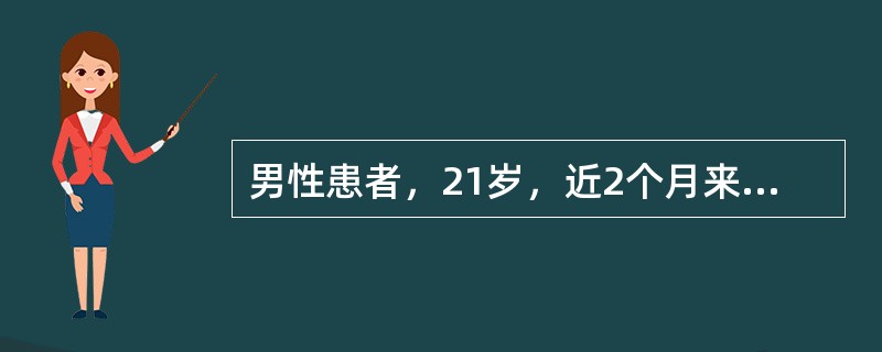 男性患者，21岁，近2个月来咳嗽，痰中带血丝，午后手心足底发热，盗汗、心悸，x线胸片：右上肺大片状阴影，密度不均，其内可见一薄壁空洞，最可能的诊断是（　　）。