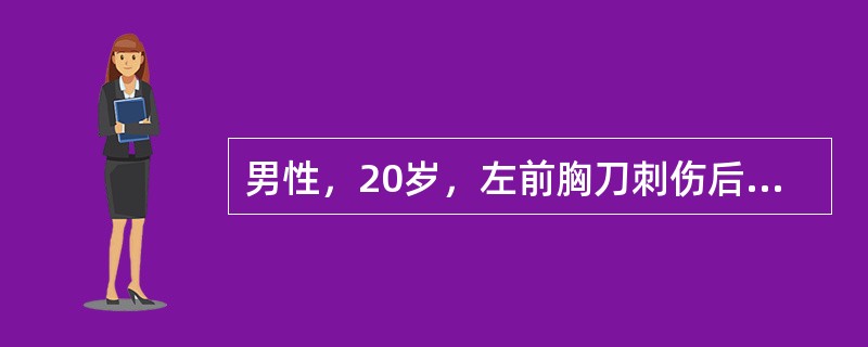 男性，20岁，左前胸刀刺伤后半小时，送至急诊室时，面色苍白，呼吸困难，血压不能测得，心率150次／分，颈静脉充盈，左肺呼吸音低，心跳很快停止。此时应采用下列哪项紧急处理措施