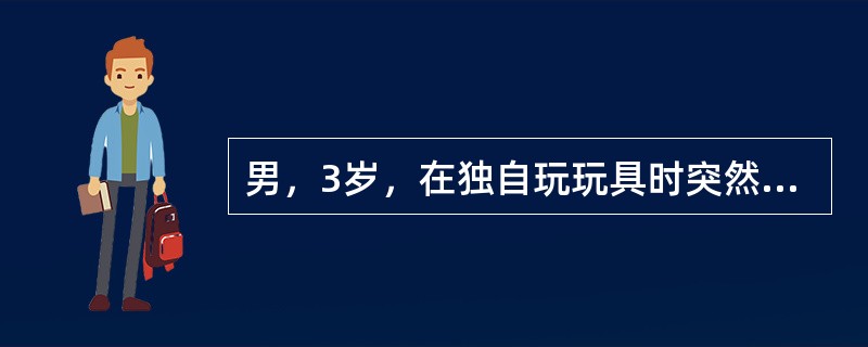 男，3岁，在独自玩玩具时突然出现刺激性咳嗽，呼吸困难，其病因最可能是（）.