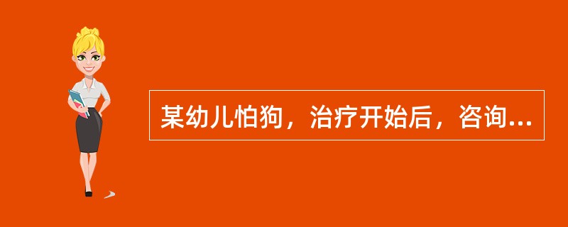 某幼儿怕狗，治疗开始后，咨询师让他吃糖果的同时，看狗的照片，谈狗的趣事，之后看远