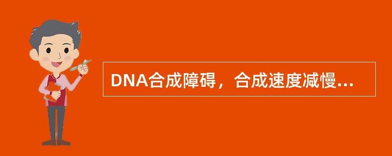 DNA合成障碍，合成速度减慢，致细胞核发育障碍，使细胞增殖的（）