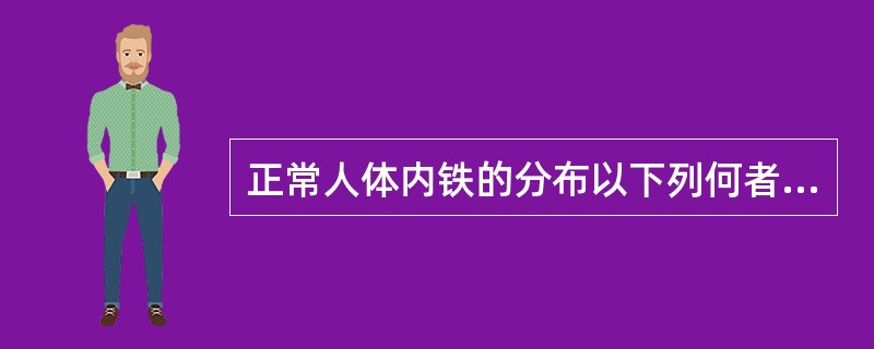 正常人体内铁的分布以下列何者所占比例最大（）