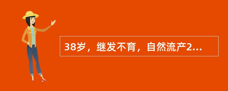 38岁，继发不育，自然流产2次，月经规律（4～5天/20～23天），经量正常，无