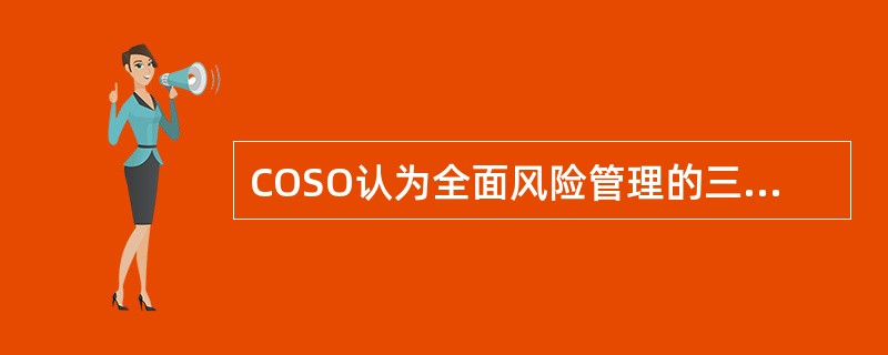 COSO认为全面风险管理的三个维度是()。