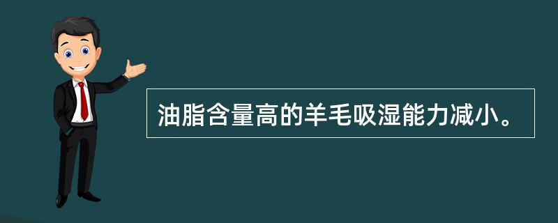 油脂含量高的羊毛吸湿能力减小。