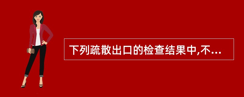 下列疏散出口的检查结果中,不符合现行国家消防技术标准的是()