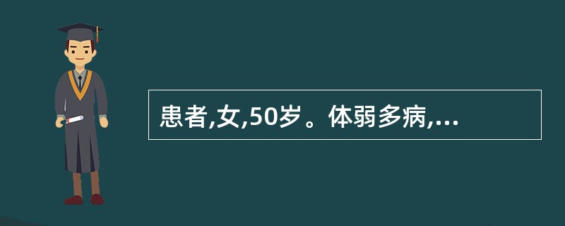 患者,女,50岁。体弱多病,形体消瘦,气短乏力,纳食不香,头晕心悸,嗳气,腹胀,