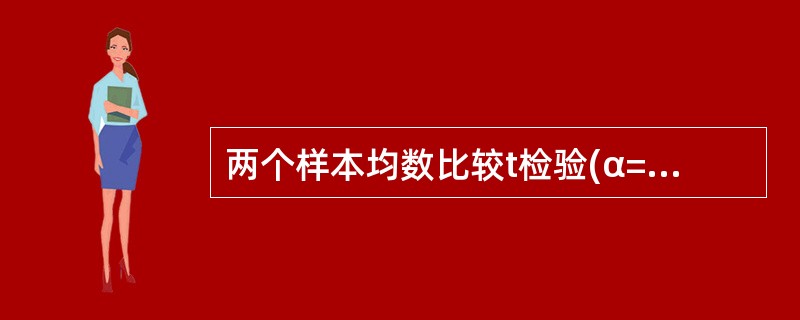 两个样本均数比较t检验(α=0.05),当︱t︱<t0.05,(υ)时,下列哪个