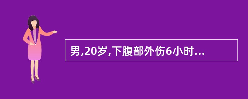 男,20岁,下腹部外伤6小时,患者出现小腹隐痛伴排尿困难,试插导尿管可顺利进入膀