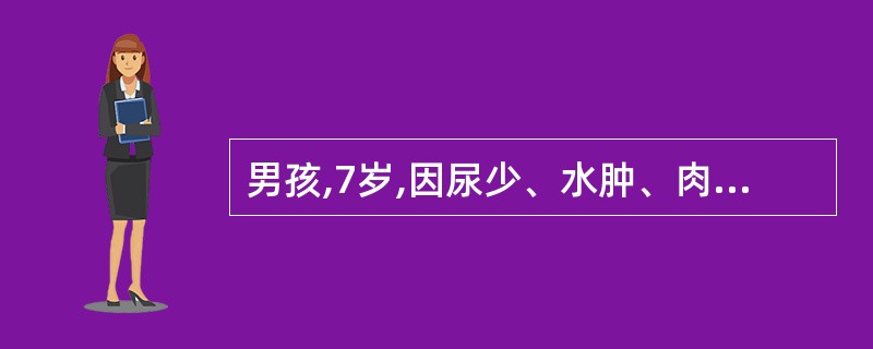 男孩,7岁,因尿少、水肿、肉眼血尿诊断为急性肾炎入院,入院当天出现头痛、呕吐,惊