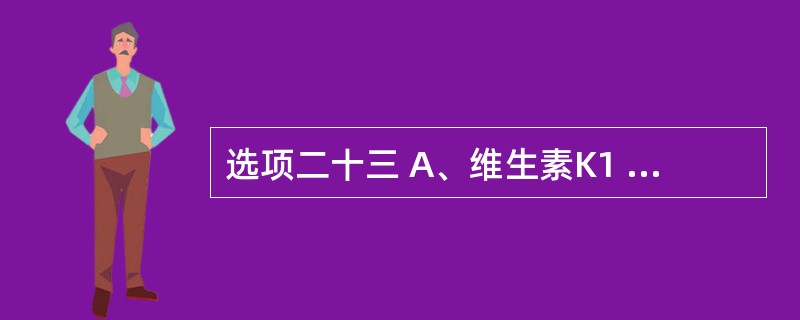 选项二十三 A、维生素K1 B、乙酰胺 C、硫酸阿托品 D、氯解磷定 E、烟酰胺