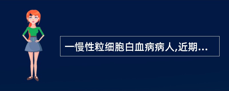 一慢性粒细胞白血病病人,近期出现高热、贫血,骨髓原始细胞0.12,用原来治疗有效