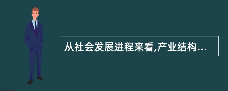 从社会发展进程来看,产业结构的演进遵循由低级向高级发展的规律,其中主导产业的变换