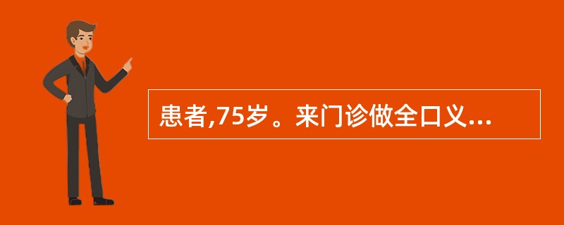 患者,75岁。来门诊做全口义齿修复。患者端坐治疗椅上,全身放松,两眼平视,下颌处