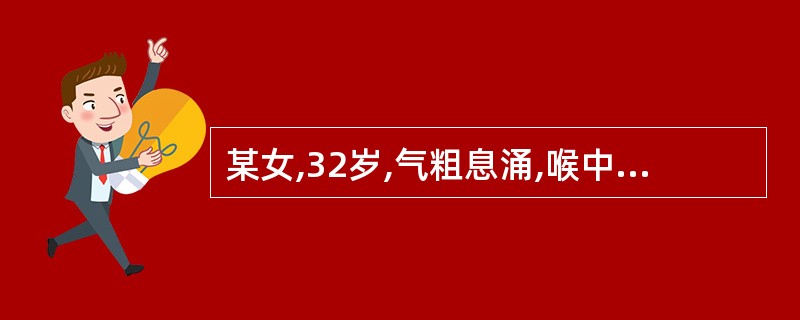 某女,32岁,气粗息涌,喉中痰鸣如吼,咳呛阵作,痰黄粘稠,咳出困难,面赤,口渴喜