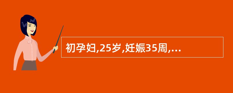 初孕妇,25岁,妊娠35周,自觉头痛眼花5日,经治疗3日未见显效。今晨7时突然出