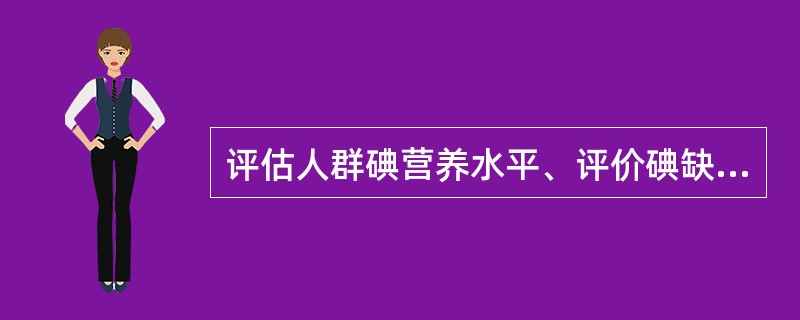 评估人群碘营养水平、评价碘缺乏危害和干预措施效果的主要指标是__________