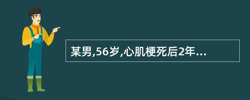 某男,56岁,心肌梗死后2年,无心前区疼痛表现,1个月来反复发作心悸,心电图提示