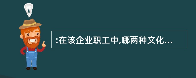 :在该企业职工中,哪两种文化程度的人数相等?( )。