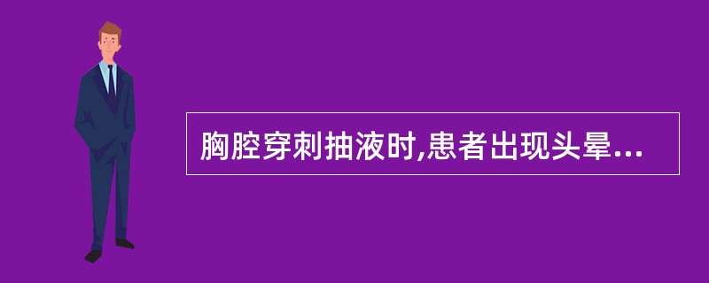 胸腔穿刺抽液时,患者出现头晕、出汗、面色苍白、四肢发凉,应立即