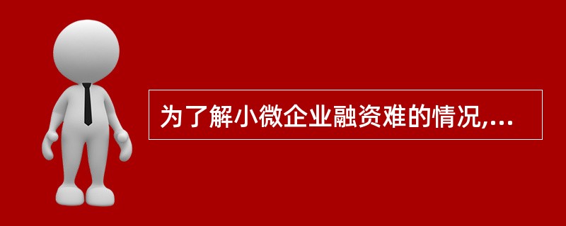 为了解小微企业融资难的情况,课题组选择浙江省义乌市的小微企业作为调查对象,于20