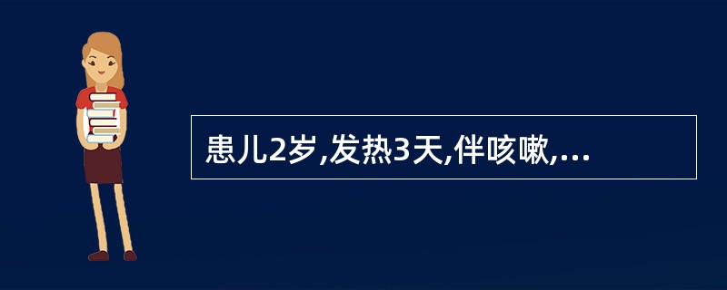 患儿2岁,发热3天,伴咳嗽,少量咳痰,轻喘。查体:双肺可闻及散在的中小水泡音,最