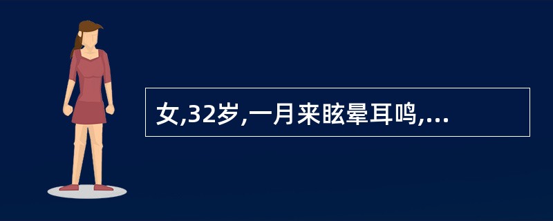 女,32岁,一月来眩晕耳鸣,头目胀痛,头重脚轻,腰膝酸软,属