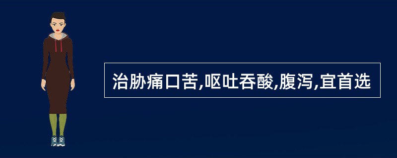 治胁痛口苦,呕吐吞酸,腹泻,宜首选