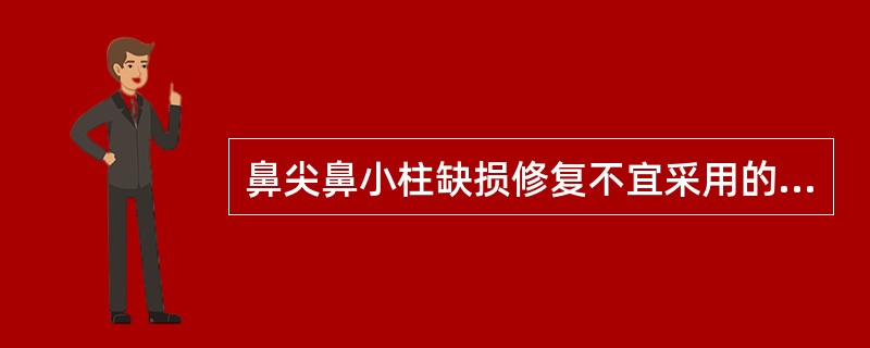 鼻尖鼻小柱缺损修复不宜采用的方法是（　　）。