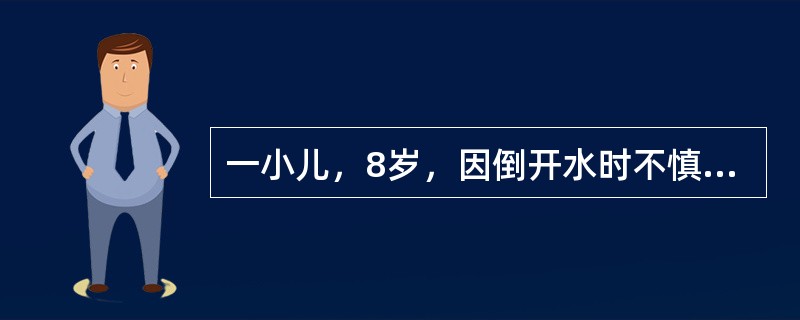 一小儿，8岁，因倒开水时不慎摔倒，一条下肢（包括臀部）被烧伤，有水泡，创面渗出明显，创底肿胀发红，摸之温度较高，疼痛明显，对该患者烧伤面积和深度的诊断是