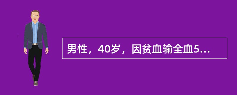 男性，40岁，因贫血输全血5分钟后出现寒战、高热、腰痛，心前区压迫感，全身散在荨麻疹，血压80/60mmHg，尿呈酱油色。最可能的诊断是