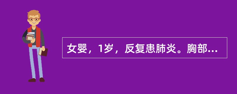 女婴，1岁，反复患肺炎。胸部X线检查：肺血多，左心房、室增大，主动脉结增宽，可能的疾病是（　　）。