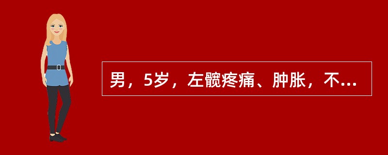 男，5岁，左髋疼痛、肿胀，不敢活动，高热达39℃，髋关节间隙宽，骨质疏松（　　）。
