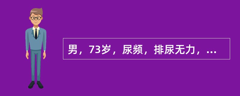 男，73岁，尿频，排尿无力，尿线细，尿不尽感，逐渐加重10年余，曾经出现过多次急性尿潴留。既往：糖尿病15年，服药治疗。根据检查结果，患者前列腺增生和糖尿病诊断明确，为了决定是否行前列腺切除，最好做以