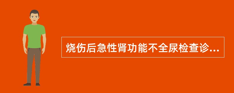 烧伤后急性肾功能不全尿检查诊断标准中哪一项不正确？（　　）