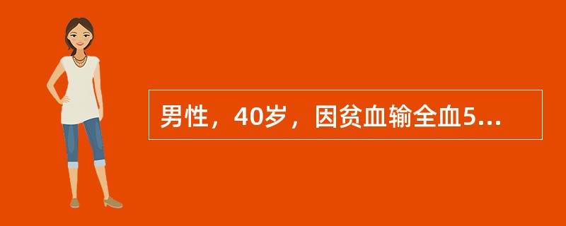 男性，40岁，因贫血输全血5分钟后出现寒战、高热、腰痛，心前区压迫感，全身散在荨麻疹，血压80/60mmHg，尿呈酱油色。最可能的诊断是