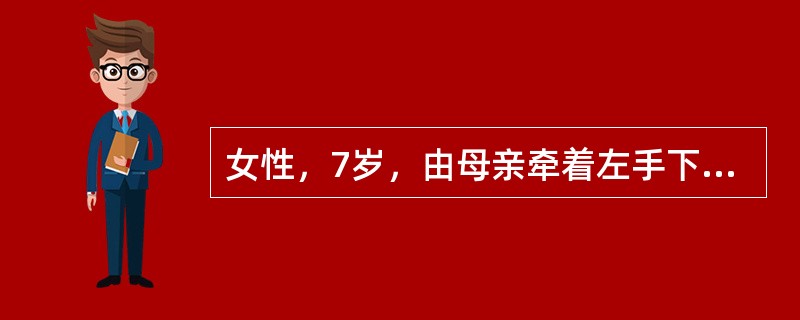 女性，7岁，由母亲牵着左手下楼时，突然踩空滑倒，其母用力牵拉患儿左手，随后出现桡骨小头脱位，尺骨骨折伴桡神经深支损伤，在体格检查时应发现以下哪一体征？（　　）