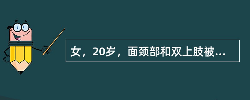女，20岁，面颈部和双上肢被火焰烧伤，面颈部较肿胀，散在大小不等水疱；腐皮大部分脱落，创面基底红白相间，痛觉较迟钝。创面处理宜采用下列哪项治疗？（　　）
