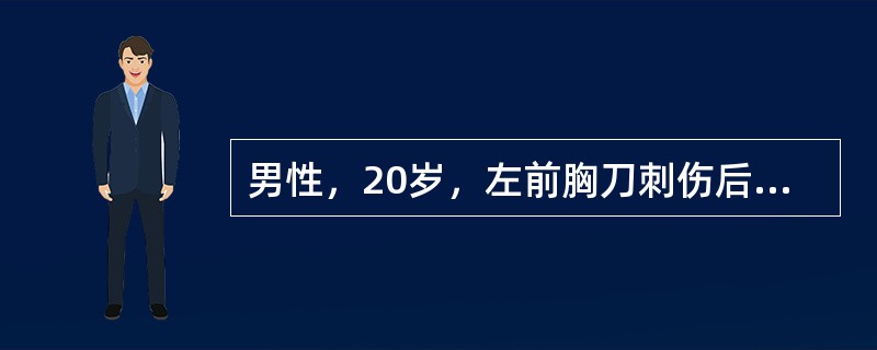 男性，20岁，左前胸刀刺伤后半小时，送至急诊室时，面色苍白，呼吸困难，血压不能测得，心率150次／分，颈静脉充盈，左肺呼吸音低，心跳很快停止。此时应采用下列哪项紧急处理措施