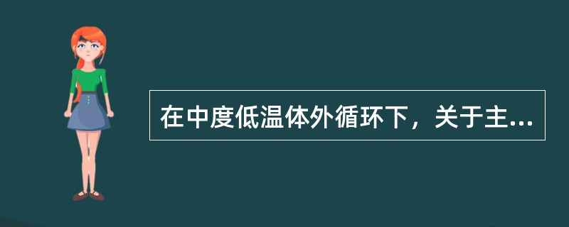 在中度低温体外循环下，关于主动脉瓣替换术，下列哪项做法是不正确的？（　　）