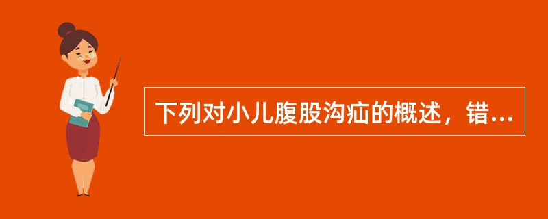 下列对小儿腹股沟疝的概述，错误的是
