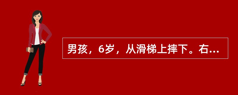 男孩，6岁，从滑梯上摔下。右手掌先着地，伤后右肘肿痛，不敢活动。X线拍片见右肱骨髁上骨折，远位骨折片向后上方移位，其最易发生的并发症是