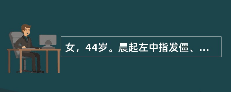 女，44岁。晨起左中指发僵、疼痛，缓慢活动后可消失，屈伸中指时有弹响。最可能的诊断是