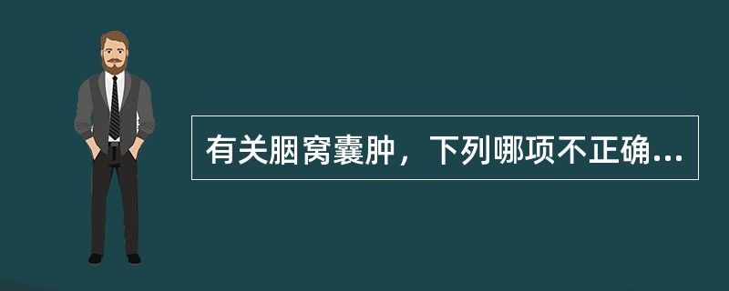 有关胭窝囊肿，下列哪项不正确？（　　）