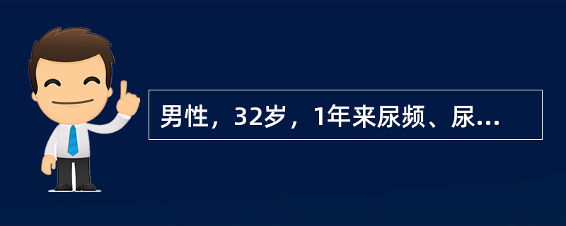 男性，32岁，1年来尿频、尿急伴会阴部不适，坠痛，近2个月来症状加重伴终末血尿，诊断为（　　）。