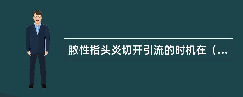 脓性指头炎切开引流的时机在（　　）。