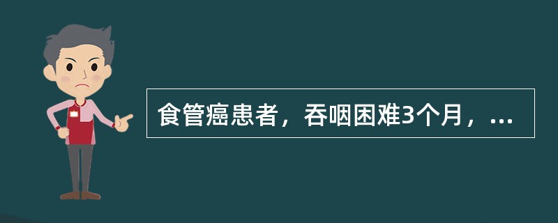 食管癌患者，吞咽困难3个月，无法进食（　　）。