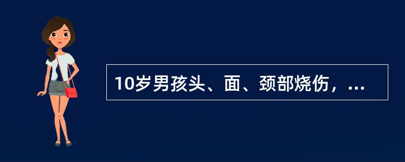 10岁男孩头、面、颈部烧伤，其烧伤面积为（　　）。