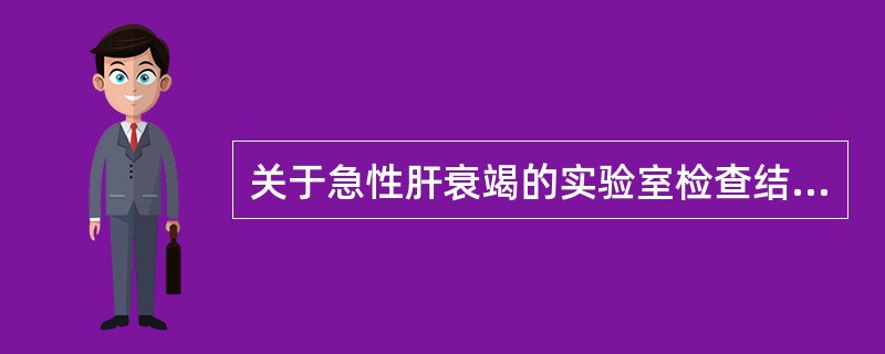 关于急性肝衰竭的实验室检查结果中，下列不正确的是（　　）。